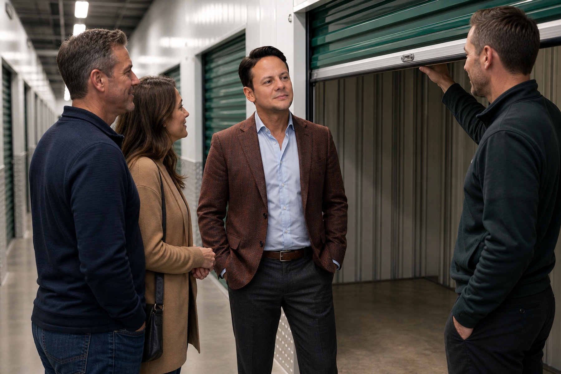 AI-generated editorial image of Jared Mastroianni in a customer unit tour setting